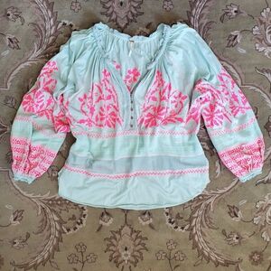 Free People Persuasion Embroidered Blouse - S